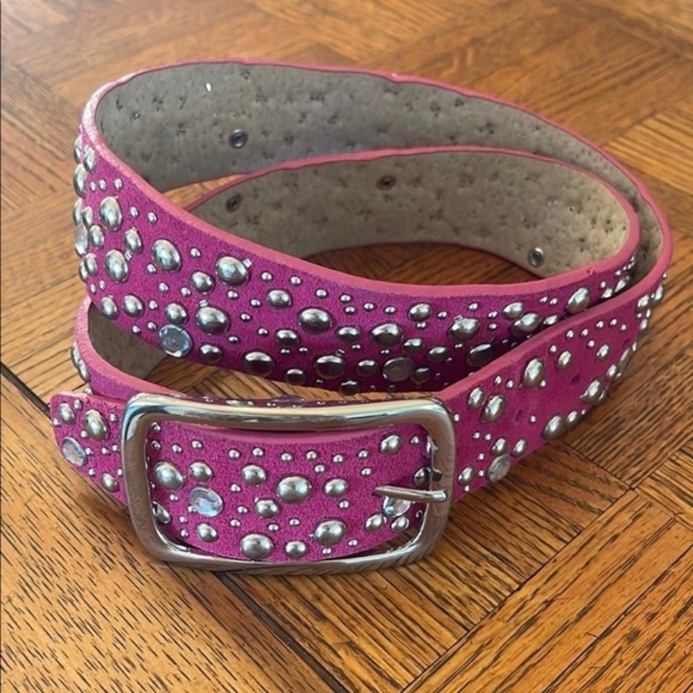 Y2K Pink suede, studded, leather belt